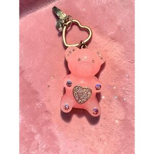 🎀 Pink Rhinestone Teddy Bear Keychain / Bag Charm 🎀